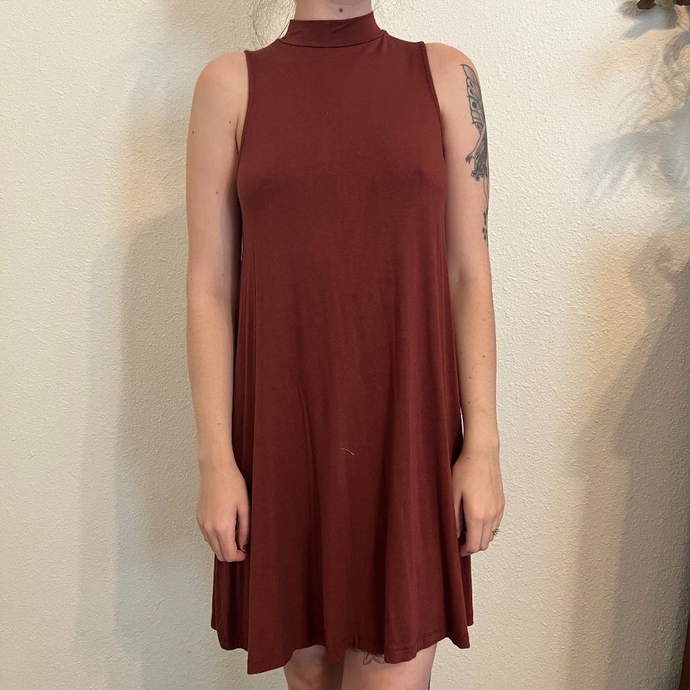Mock Neck Swing Dress